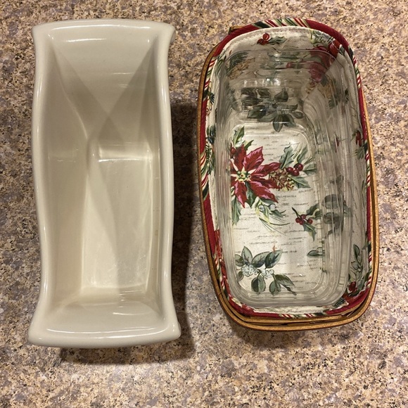 Longaberger Sleigh Basket Liner Protector Ivory Nature’s Garland Dish Christmas - Picture 8 of 17